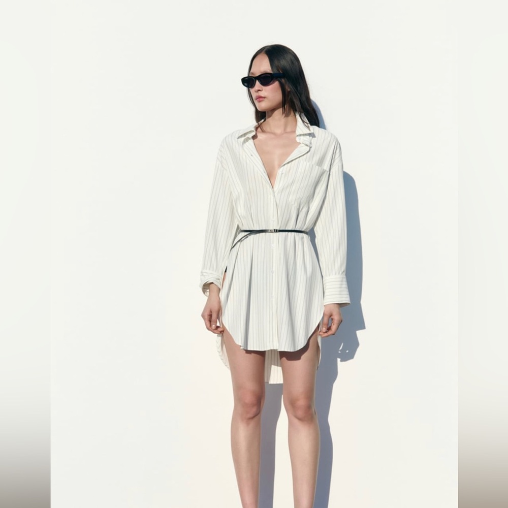 Striped belted long oversized, Zara